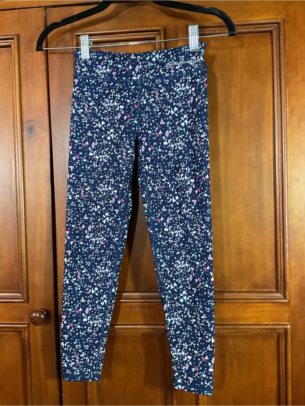 Eddie Bauer Girls Leggings Navy Multicolor Splatter Fun Pattern Small 7/8 Lknw